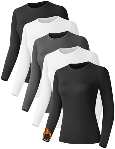 Dalavch 4 Pack Women's Thermal Shirts, Women Fleece Lined